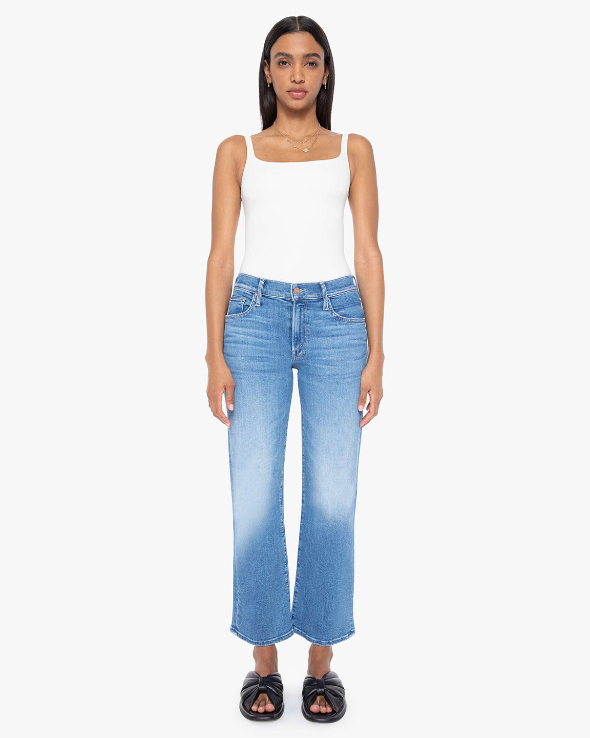 Mother The Mid Rise Rambler Zip Ankle In Out Of The Blue