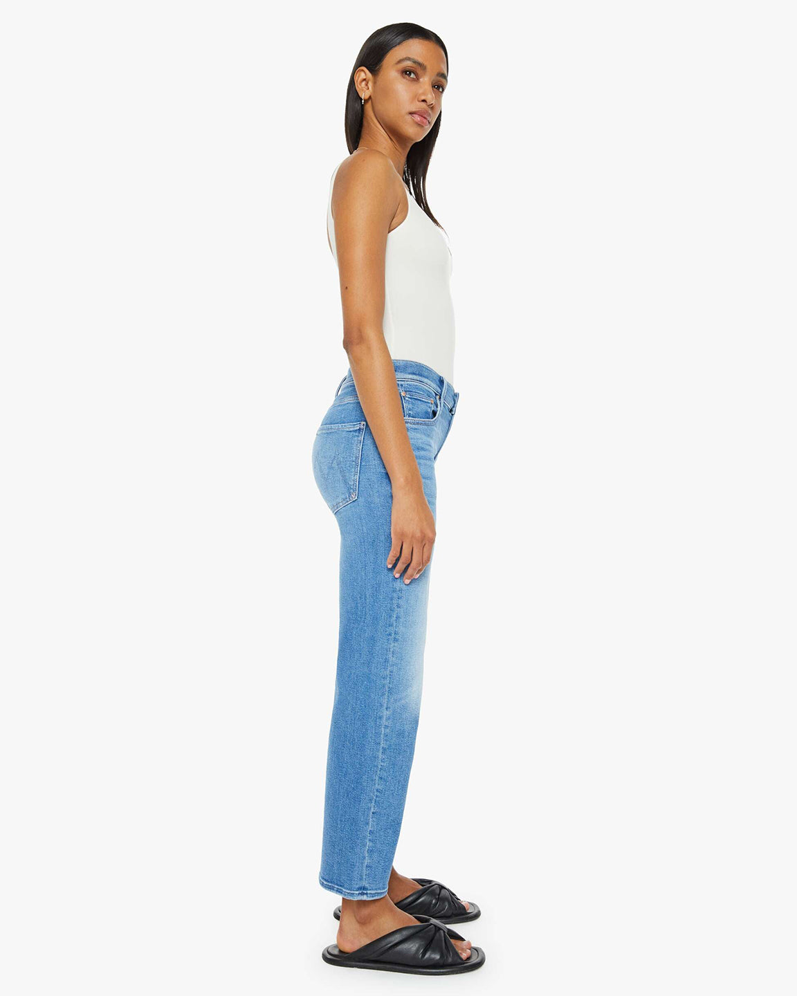 Mother The Mid Rise Rambler Zip Ankle In Out Of The Blue