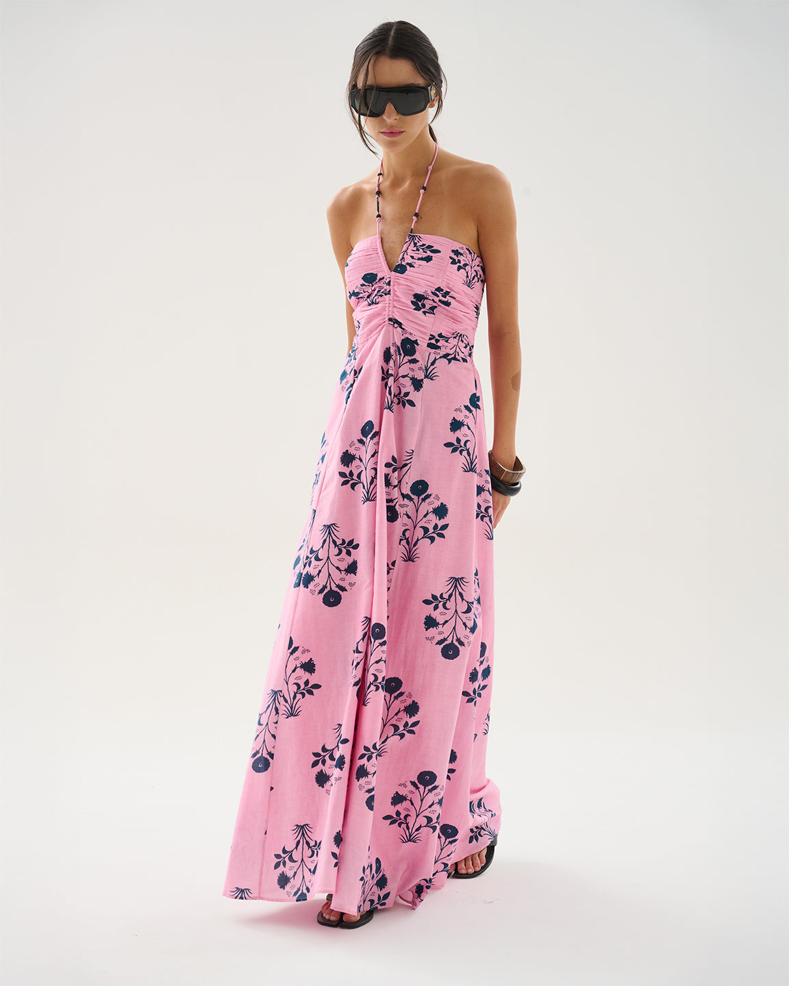 Maria Cher Bolson Tori Midi Dress in Pink L