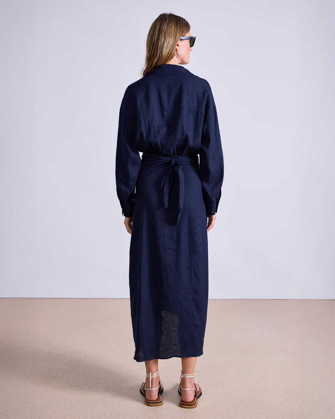 Apiece Apart Alessandra Sarong Shirt Dress in Navy