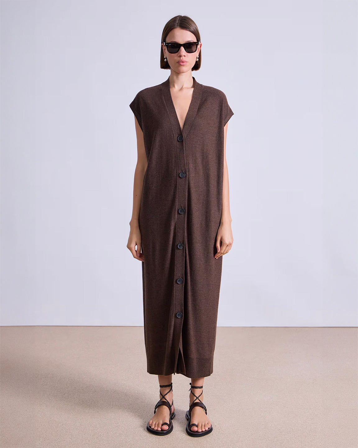 Apiece Apart Olana Knit Midi In Espresso