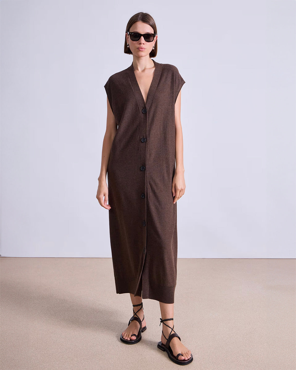 Apiece Apart Olana Knit Midi In Espresso