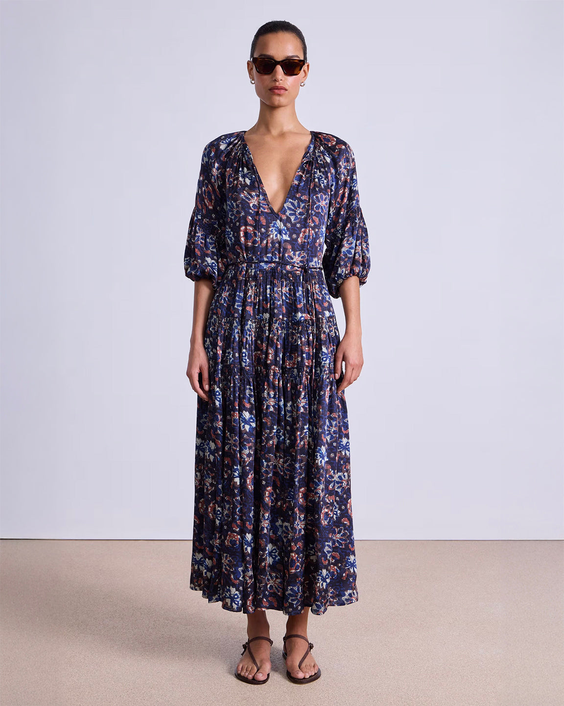 Santa Cecilia Maxi Dress | Batik Floral Navy M