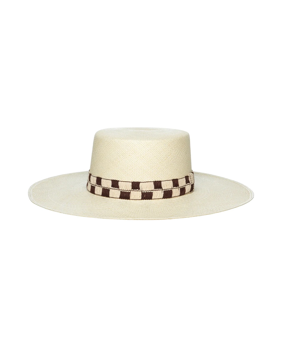 ARTESANO Troia Wide Brim in Natural & Checked Band in Natural