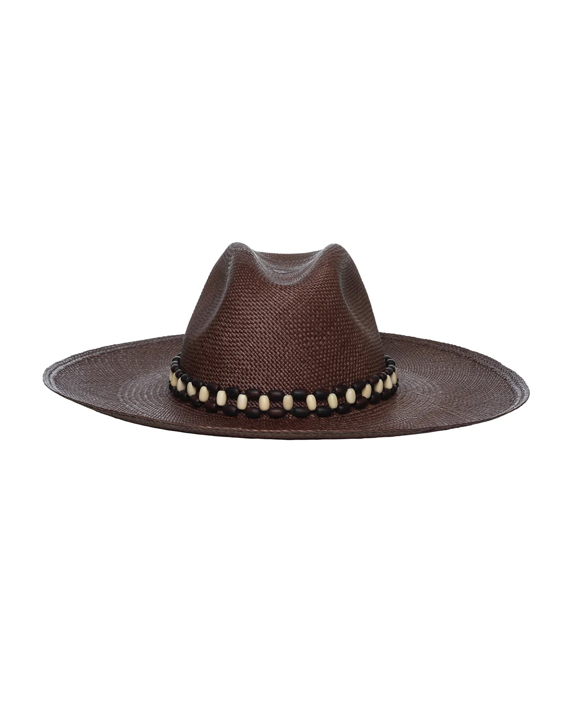 ARTESANO Baleia Wide Brim in Dark Chocolate & Tagua Beads