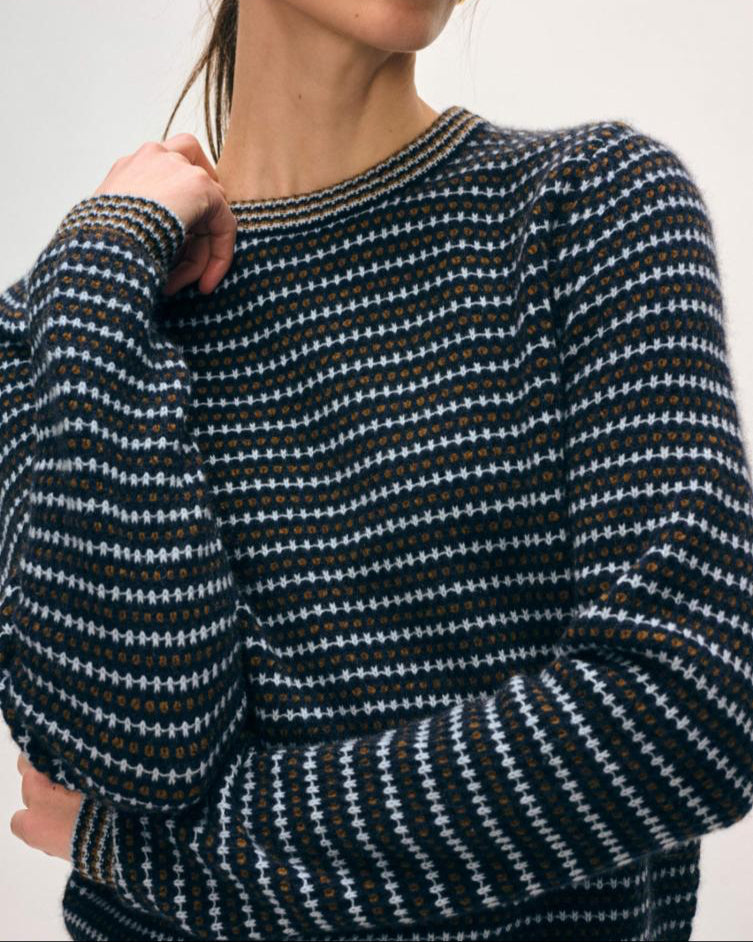 CASHMERE TEXTURED STRIPE CREW
