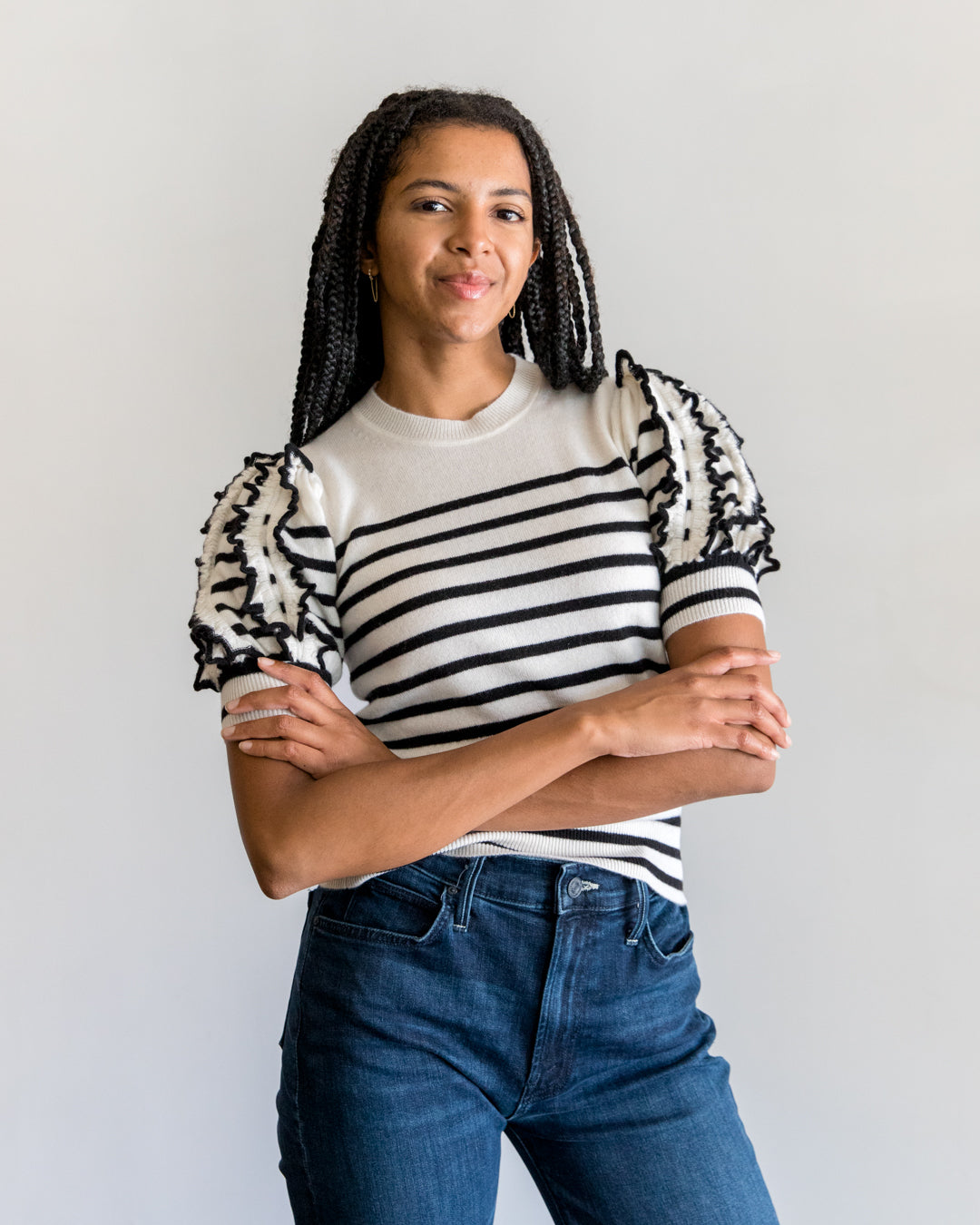 Ulla Johnson Ottilie Top in Noir Stripe