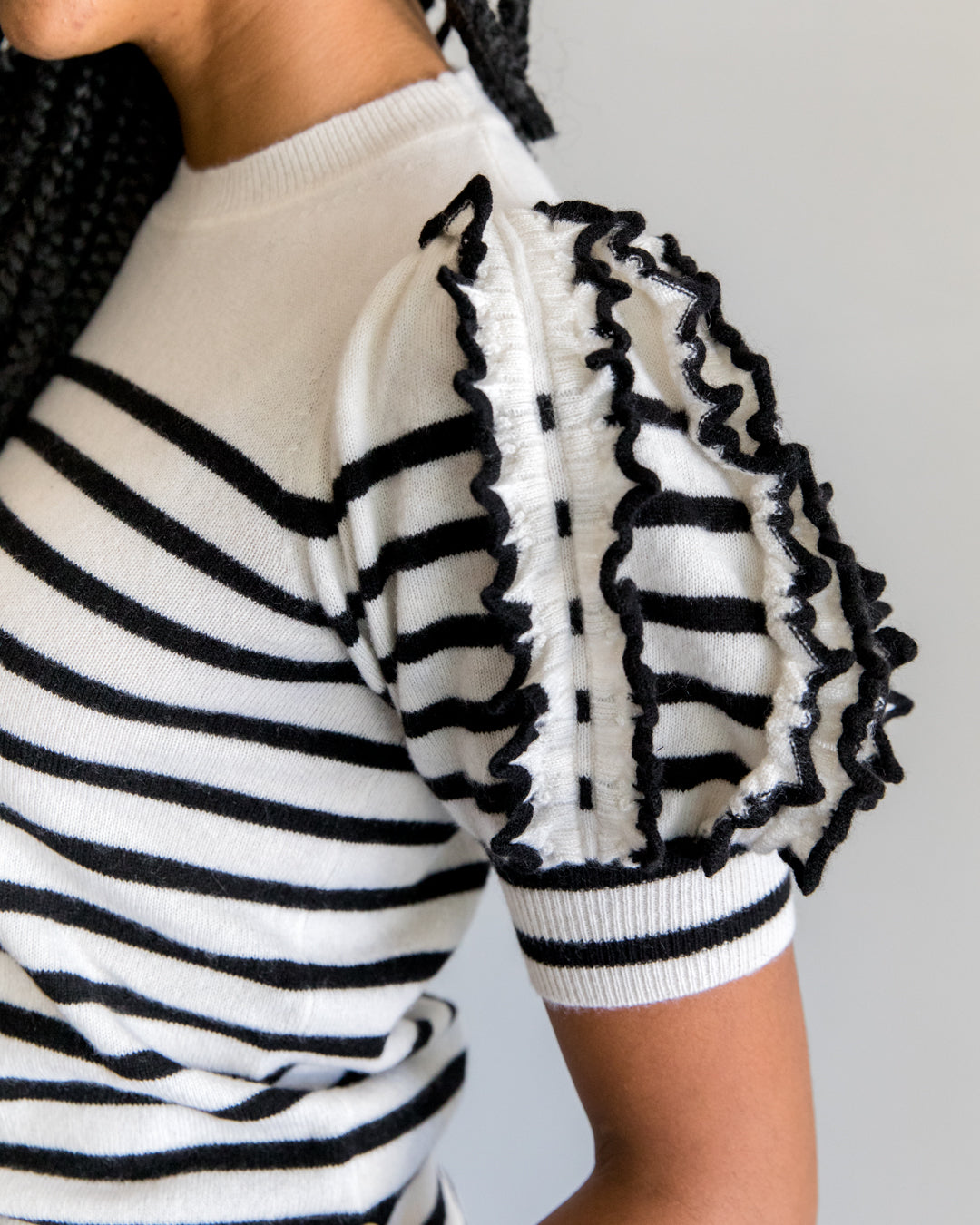 Ulla Johnson Ottilie Top in Noir Stripe