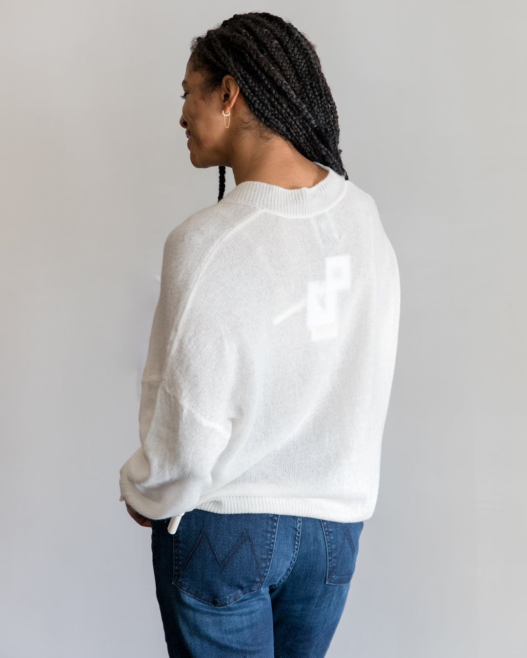 Van Kukil Catalina V Neck Sweater in Angel White