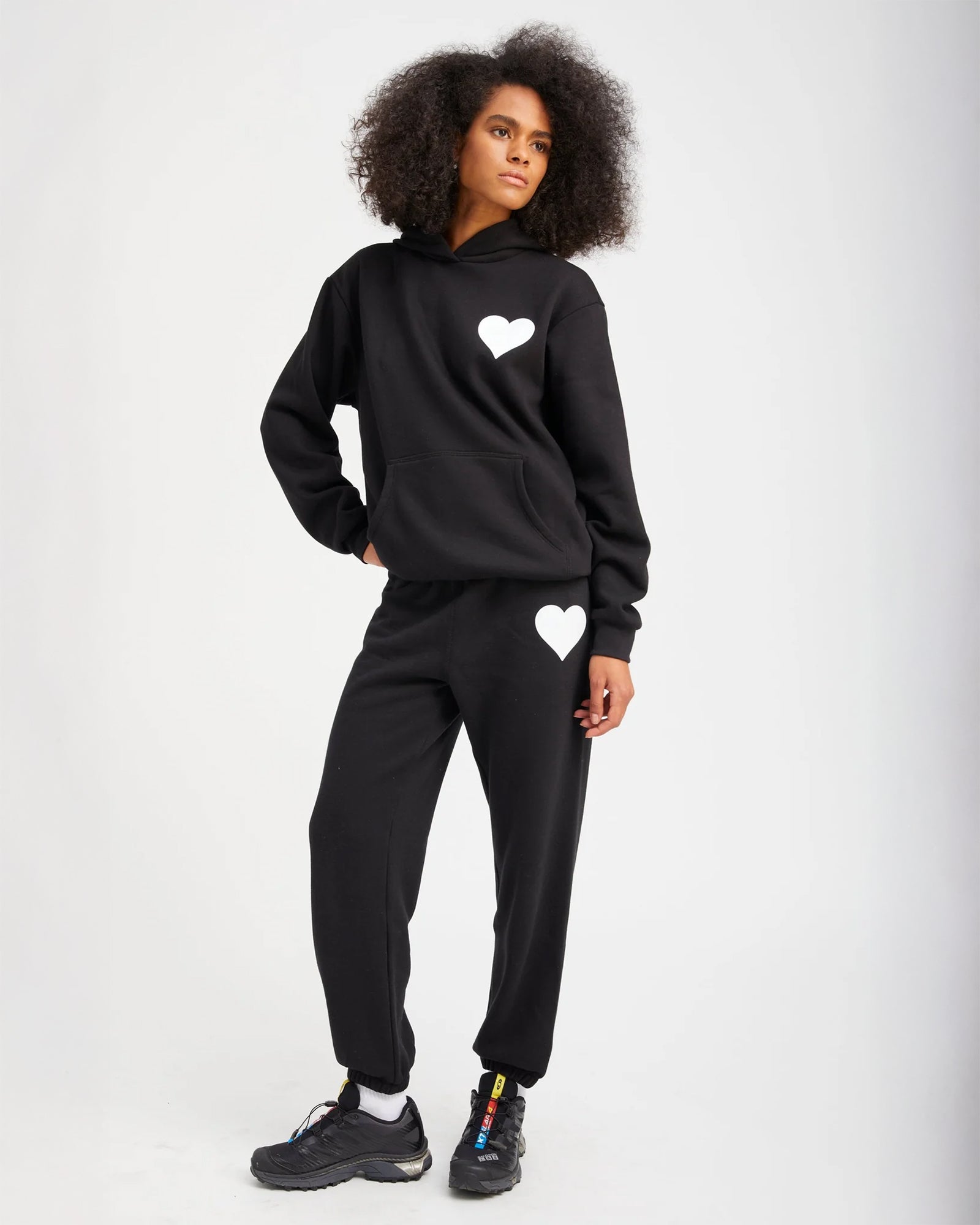 SPRWMN Heart Sweatpants In Black w/ White Heart