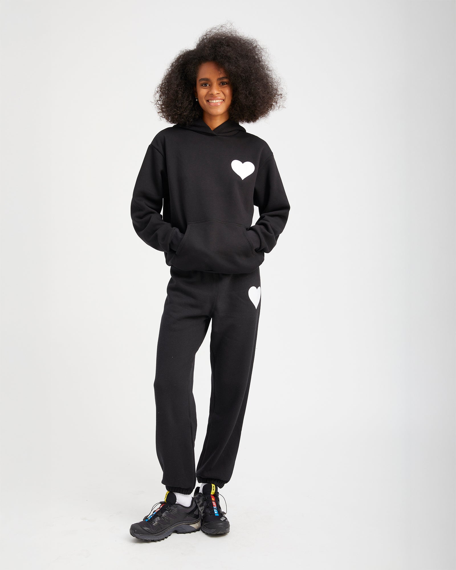 SPRWMN Heart Sweatpants In Black w/ White Heart