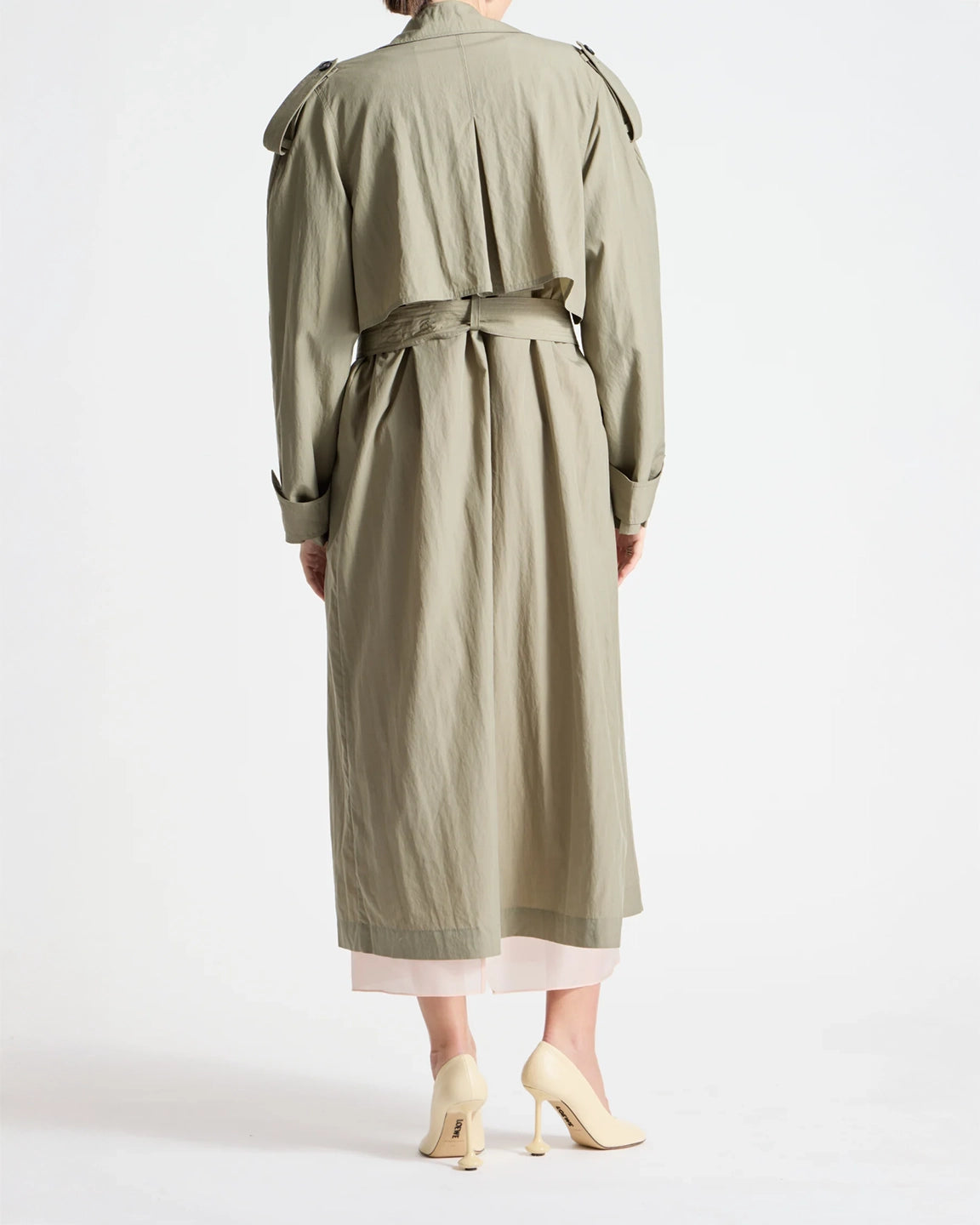Saint Art Sloan Nylon Trench in Silver Sage