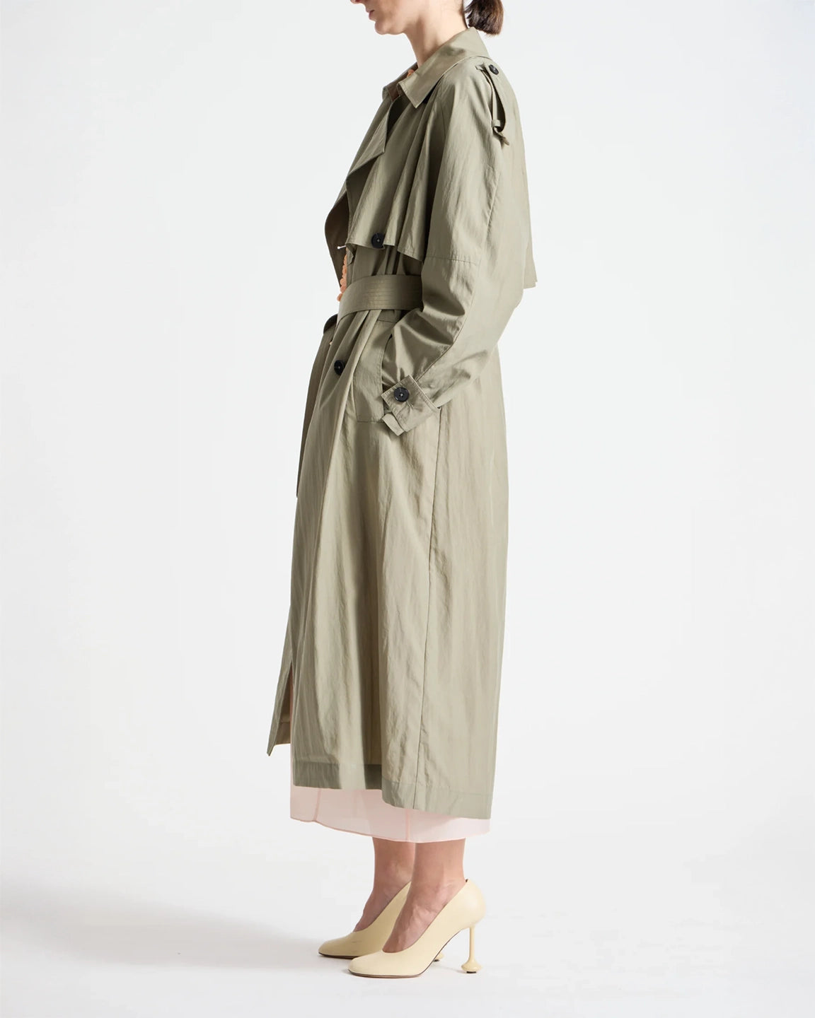 Saint Art Sloan Nylon Trench in Silver Sage