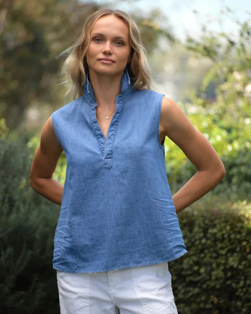 Frank & Eileen Olivia Popover Tank Vintage Stonewashed Indigo