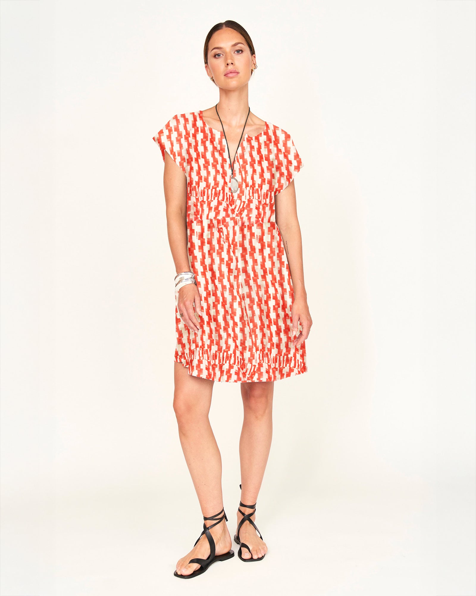 Mirth Vienna Short Dress in Cherry Hopscotch