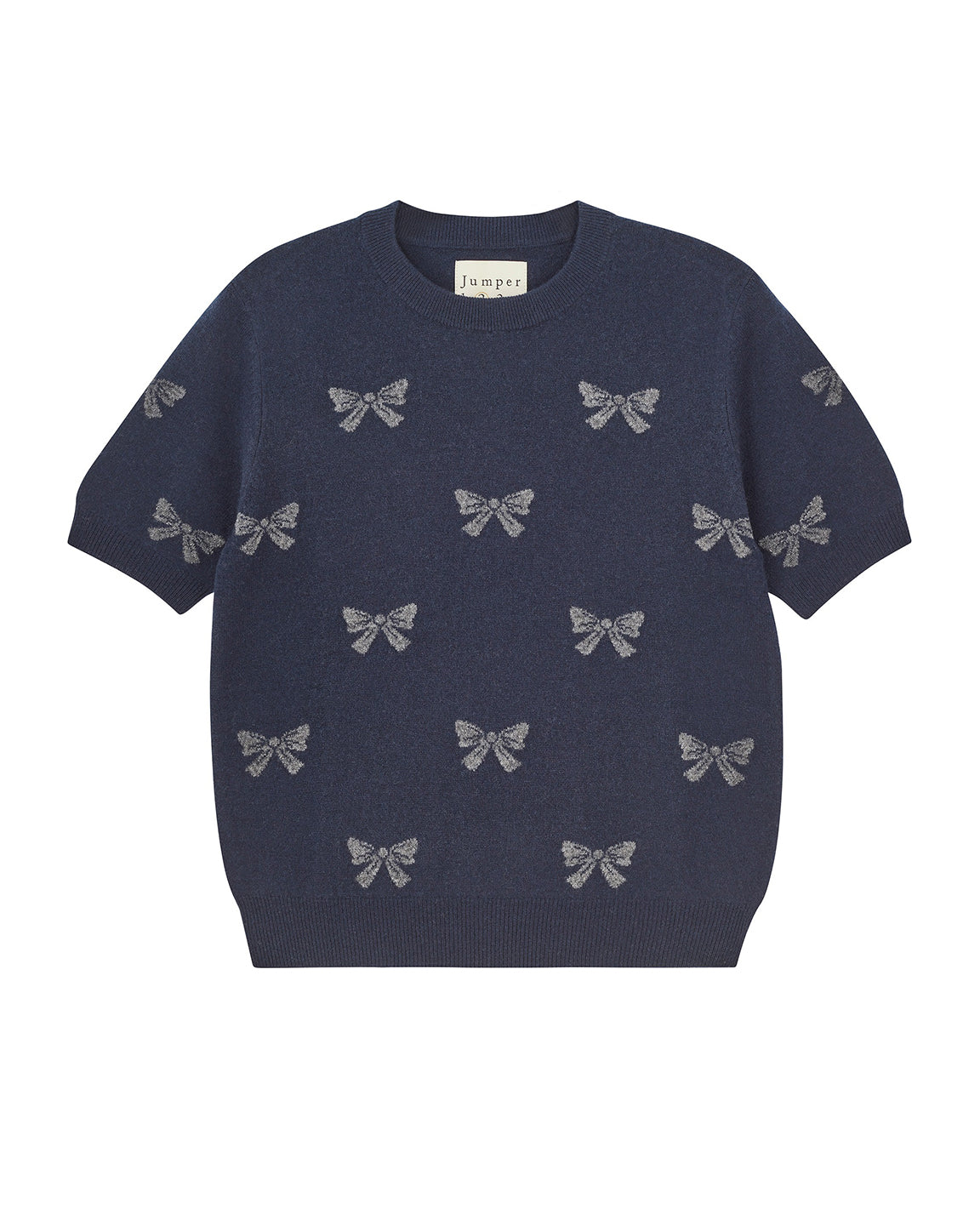 Jumper 1234 Bow Short Sleeve Crew In Midnight Navy/Pewter