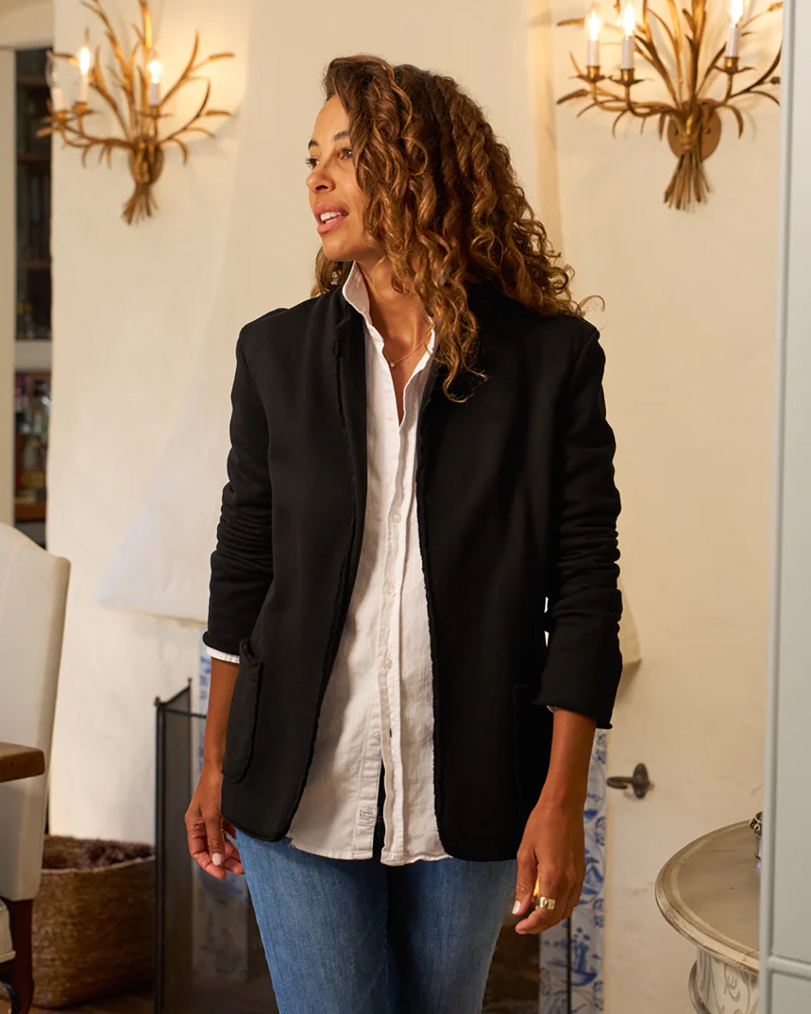 Frank & Eileen Dublin Triple Fleece Sweatshirt Blazer In Black