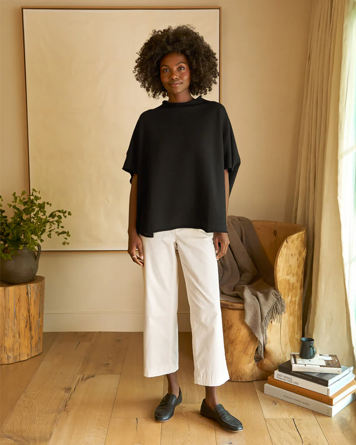 Frank & Eileen Westport Italian Wide Leg Chino in Chalk