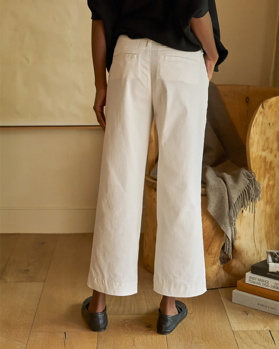 Frank & Eileen Westport Italian Wide Leg Chino in Chalk