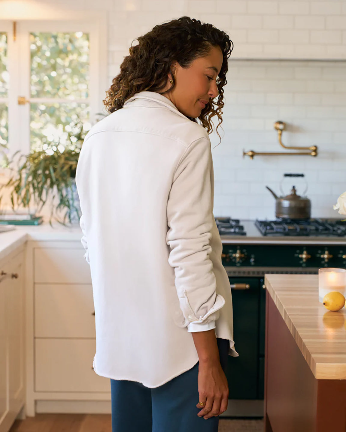 Frank & Eileen Eileen Sweatshirt Button-Up Stone