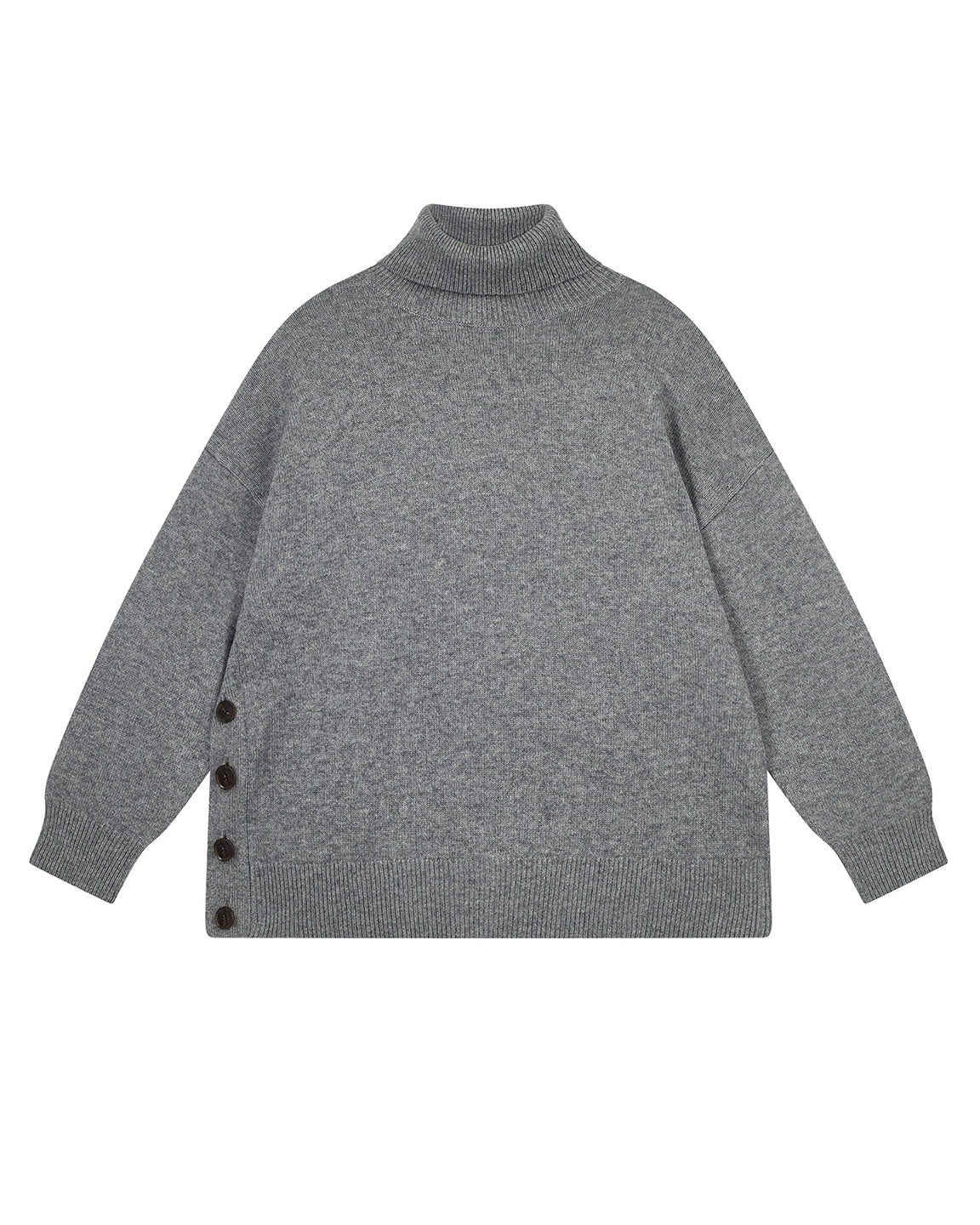 Jumper 1234 Boyfriend Split Side Hem Button Roll Collar Sweater