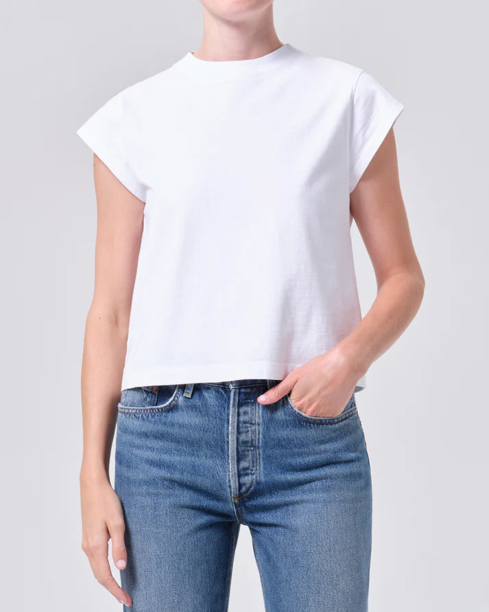 Agolde Bryce Cap Sleeve Tee White