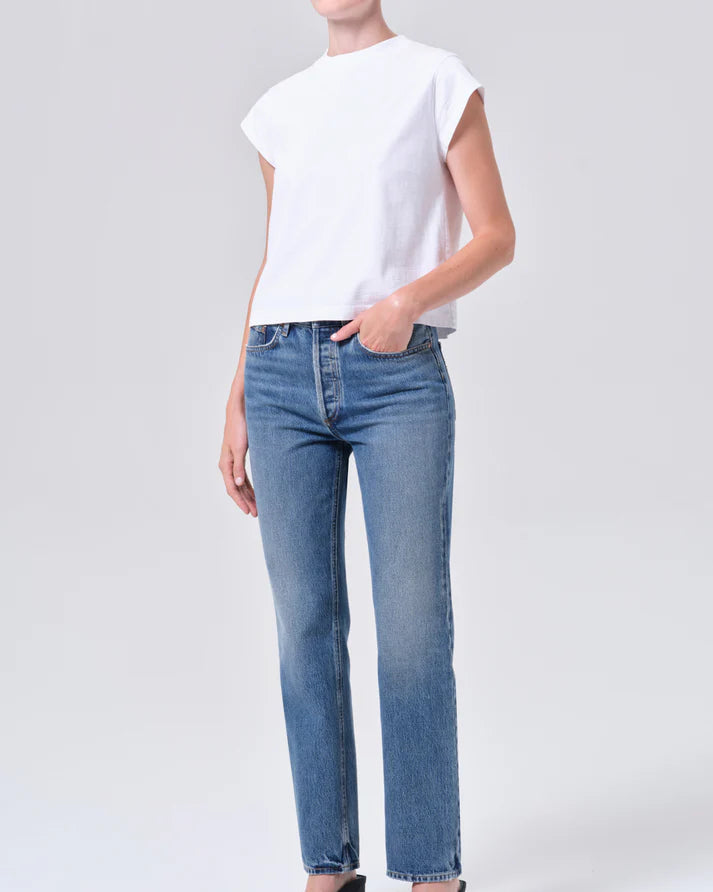 Agolde Bryce Cap Sleeve Tee White