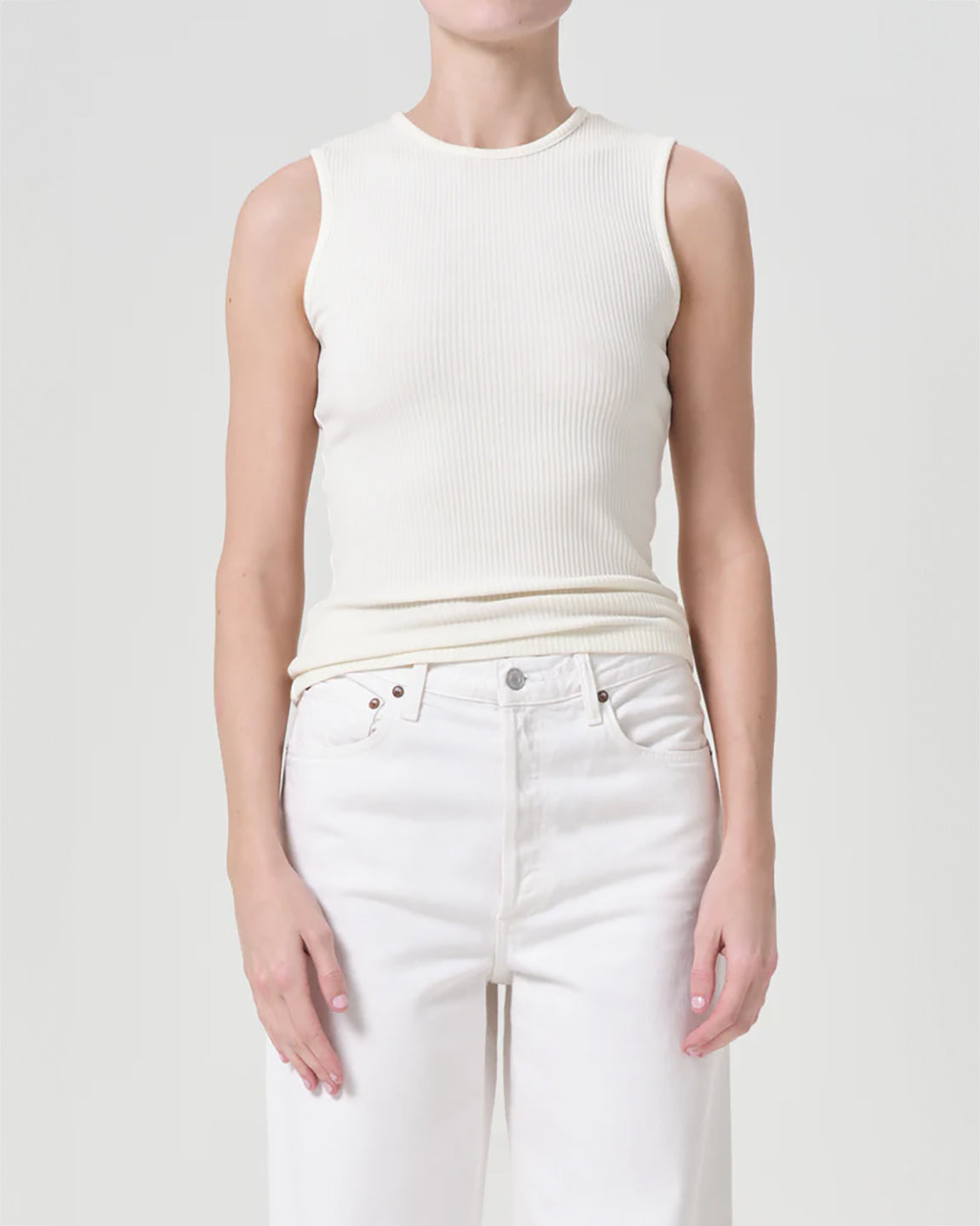 Agolde Binx Tank in Oat Milk