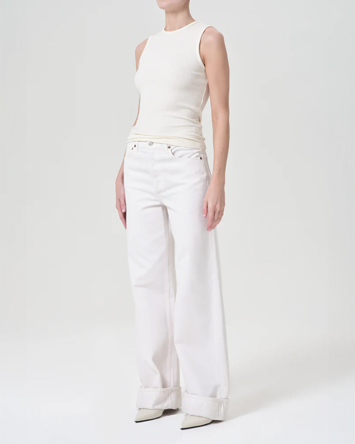 Agolde Binx Tank in Oat Milk