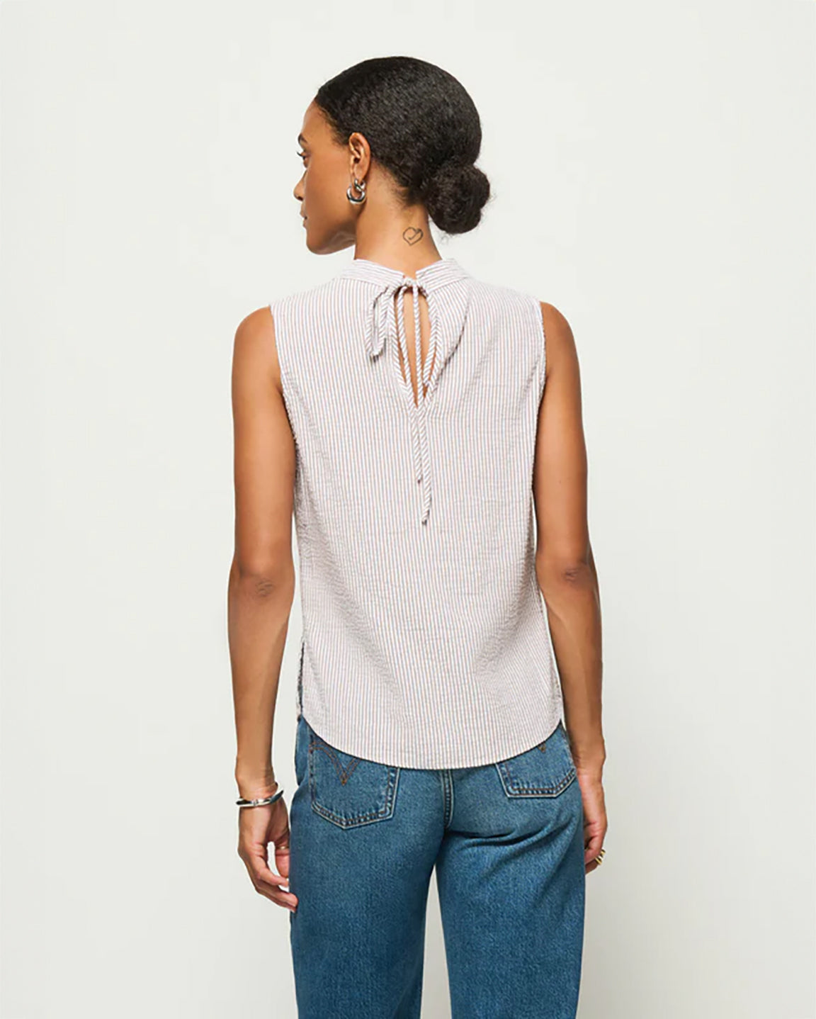 Nation Cille Cowl Neck Tank in Praline Stripe