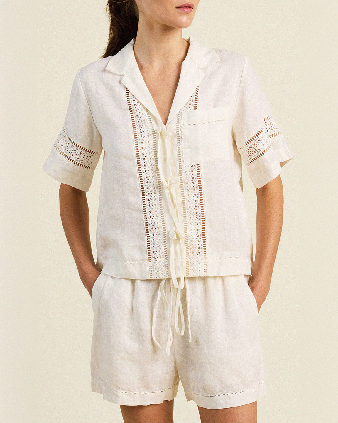 Trovata Birds of Paradis Inez Shirt In Ivory