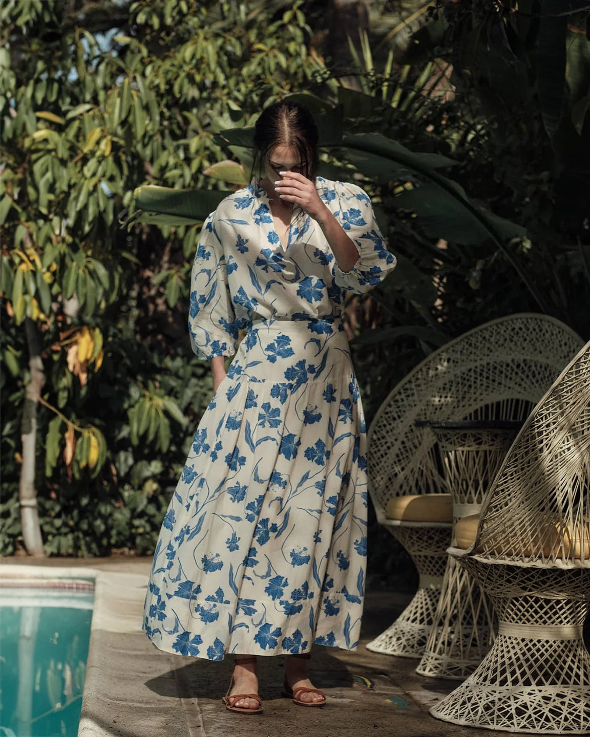 Trovata Birds of Paradis Orly Blouse in Blue Iris