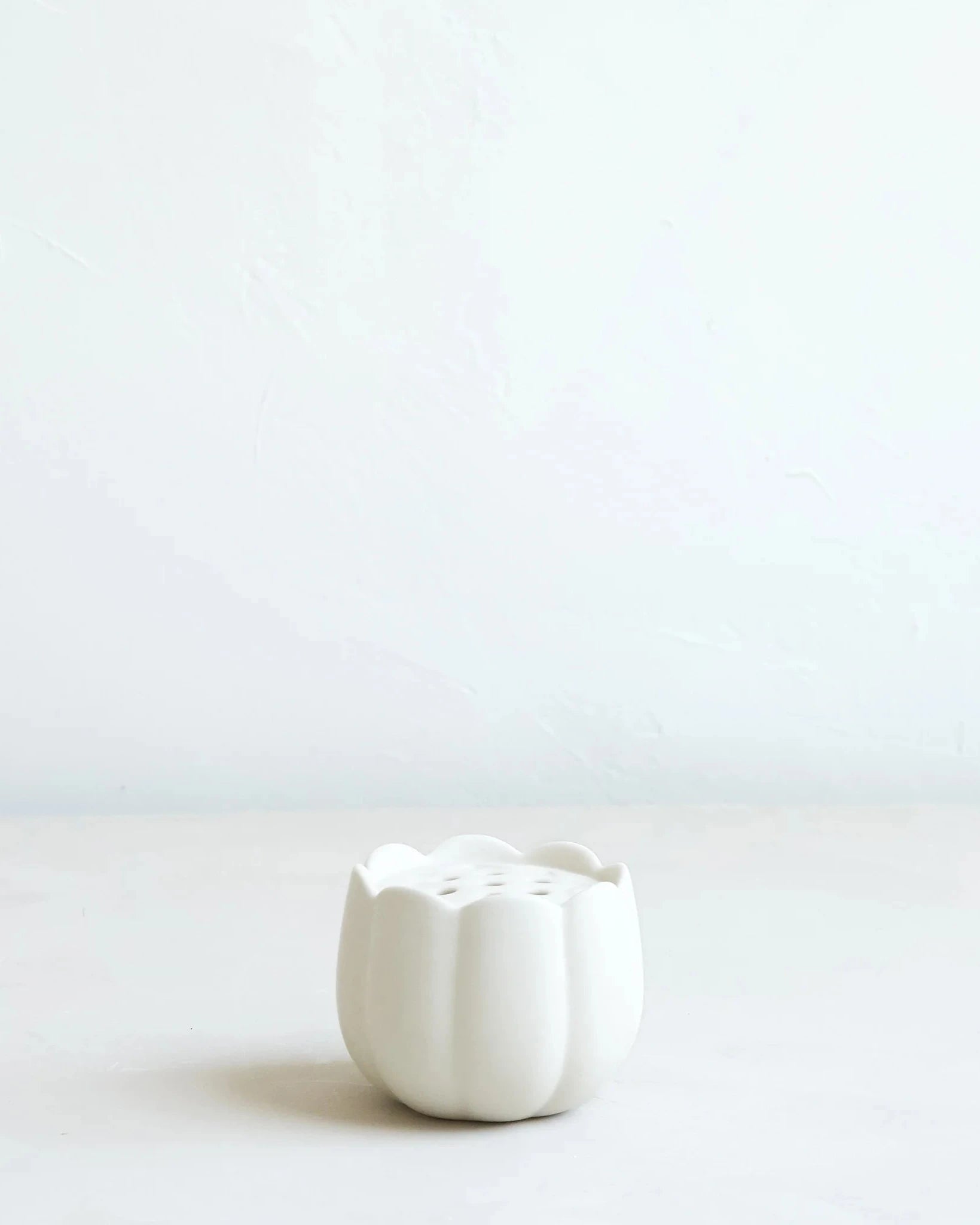 The Floral Society Small Ceramic Flower Frog Vase in Matte White