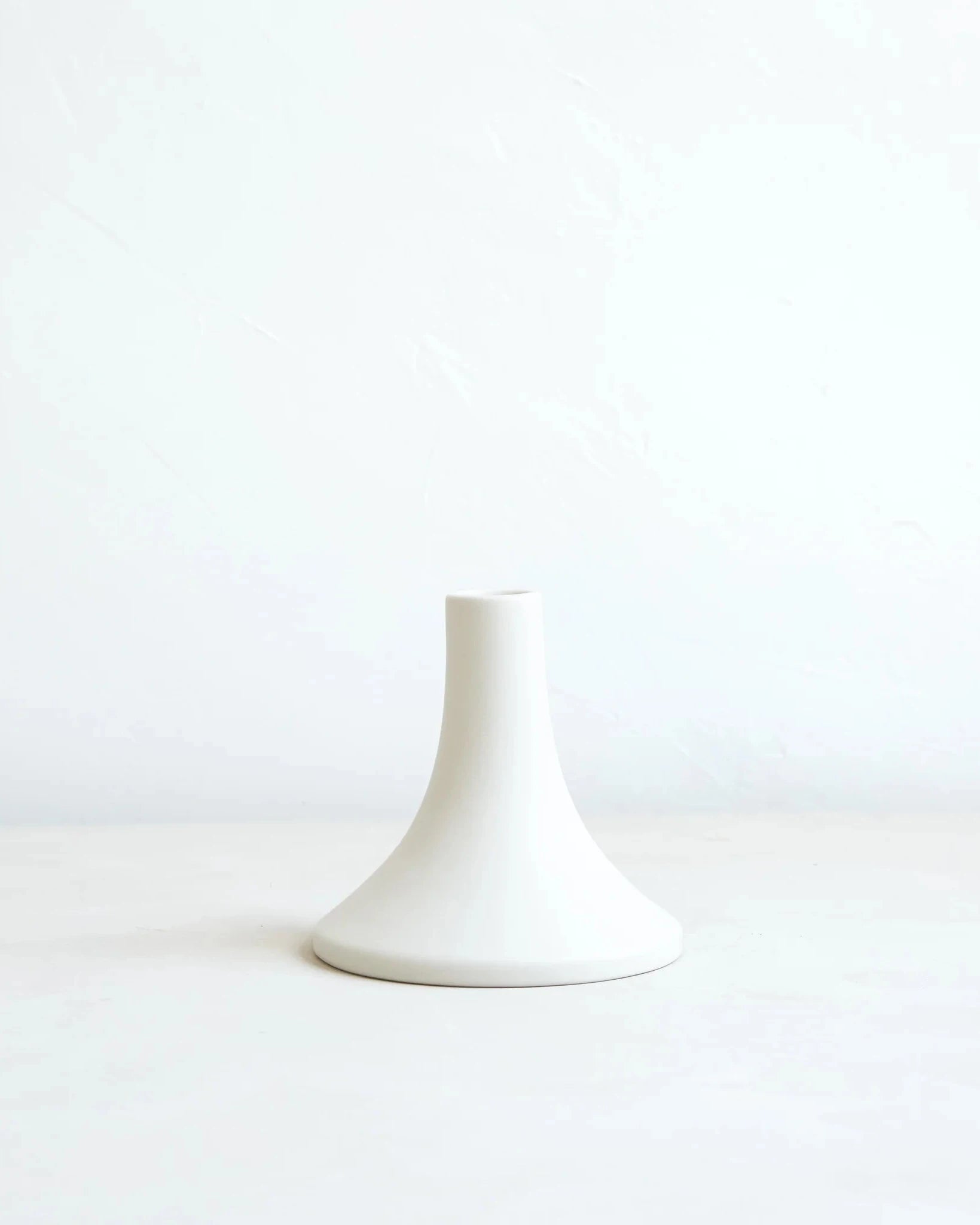 The Floral Society Short Grand Ceramic Taper Holder in Matte White