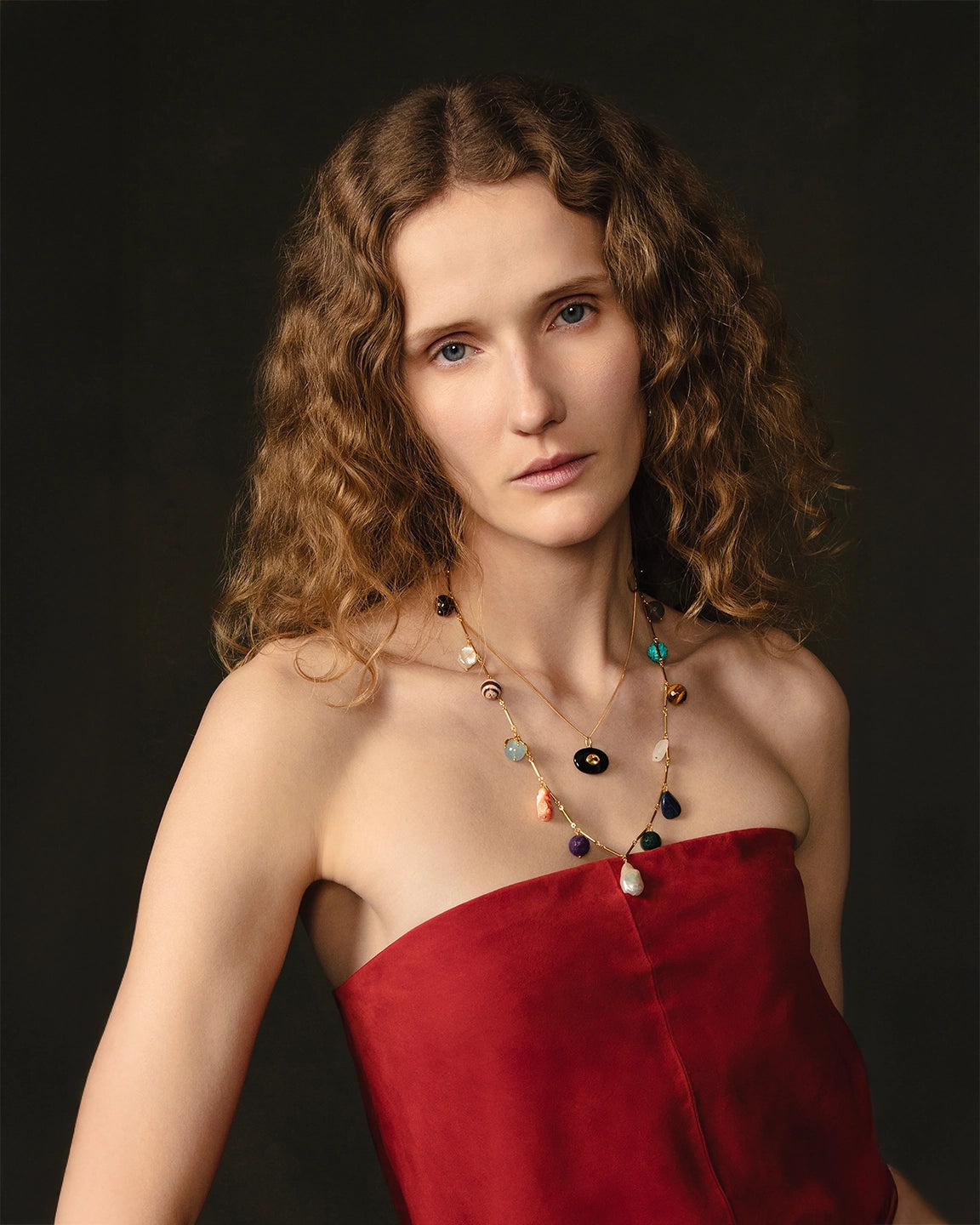 Chan Luu Multi Stone Tube Link Necklace
