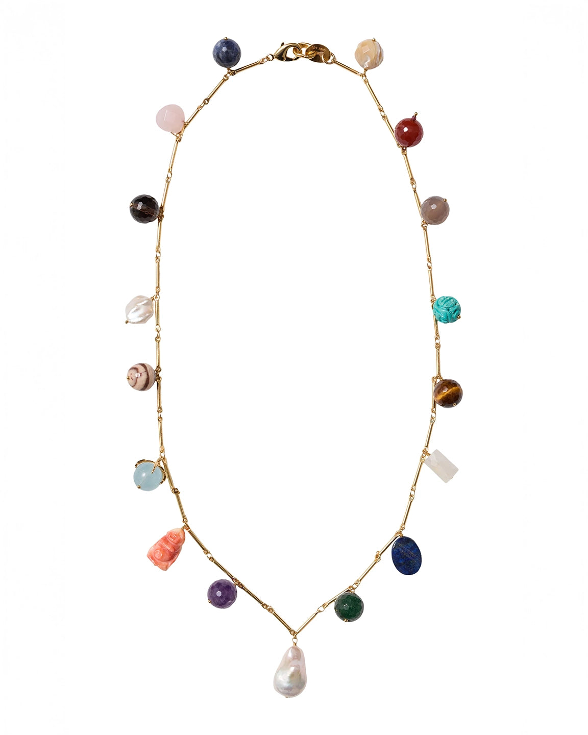 Chan Luu Multi Stone Tube Link Necklace