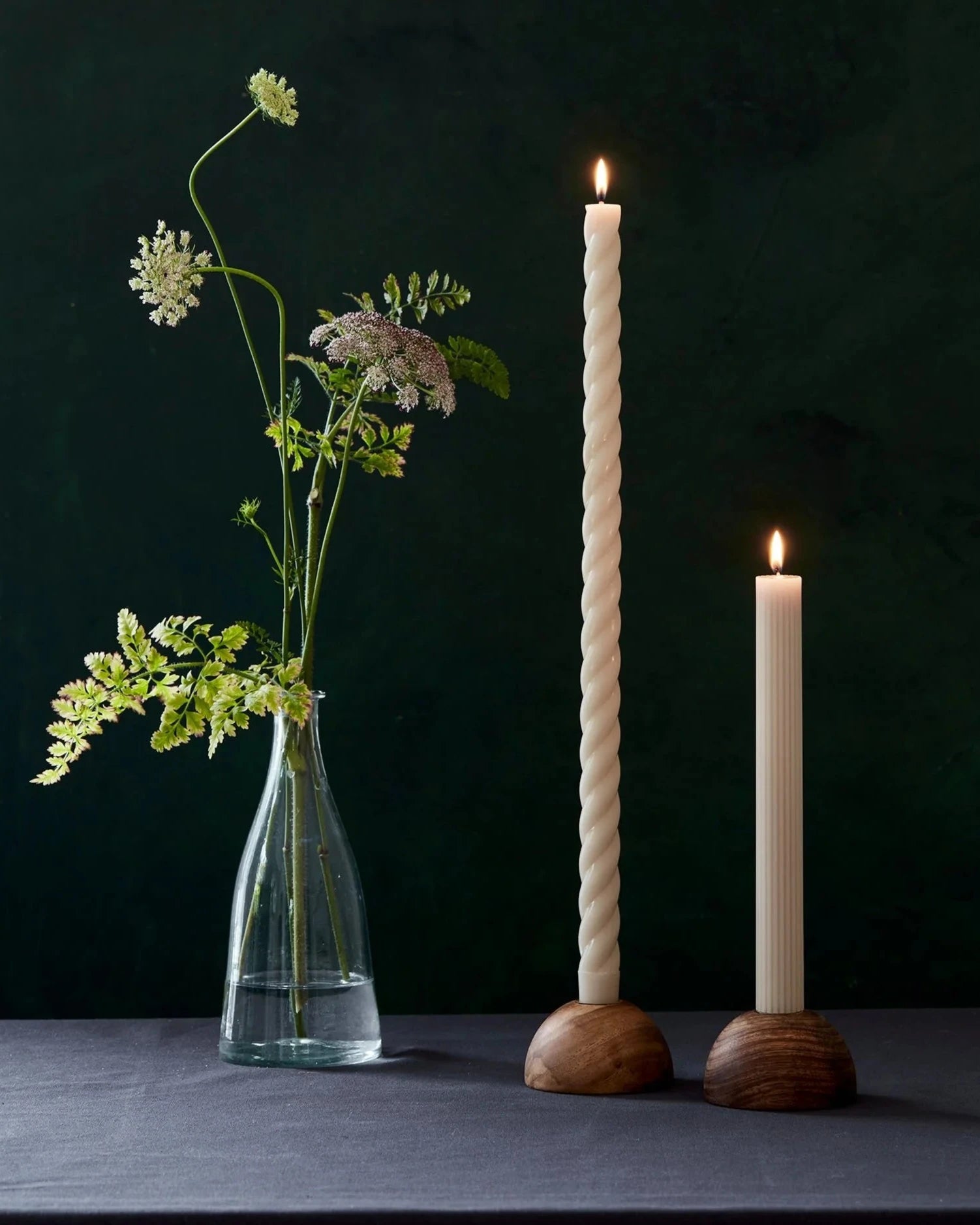 The Floral Society Dusk Taper Holder in Walnut Wood
