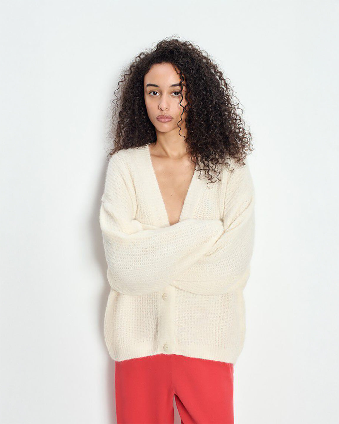 American Vintage East Cardigan in Cotton Candy Melange or Pearl Melange