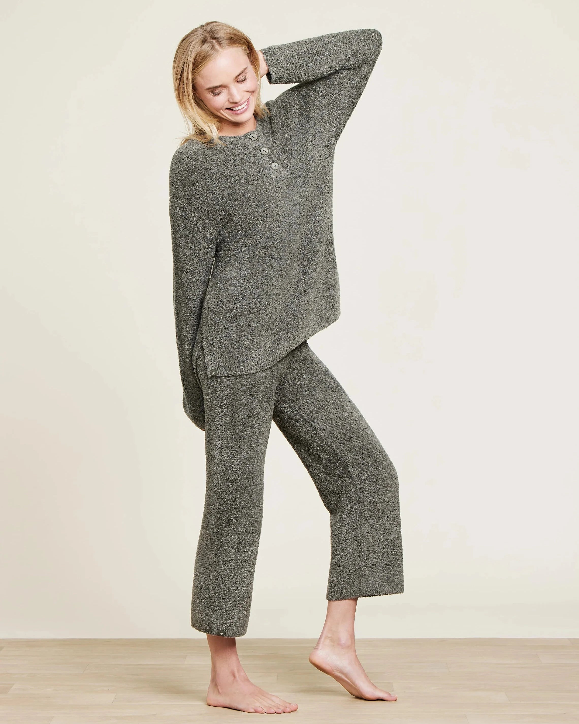 Barefoot Dreams CozyChic Ultra Lite Textured Pant in Olive Branch
