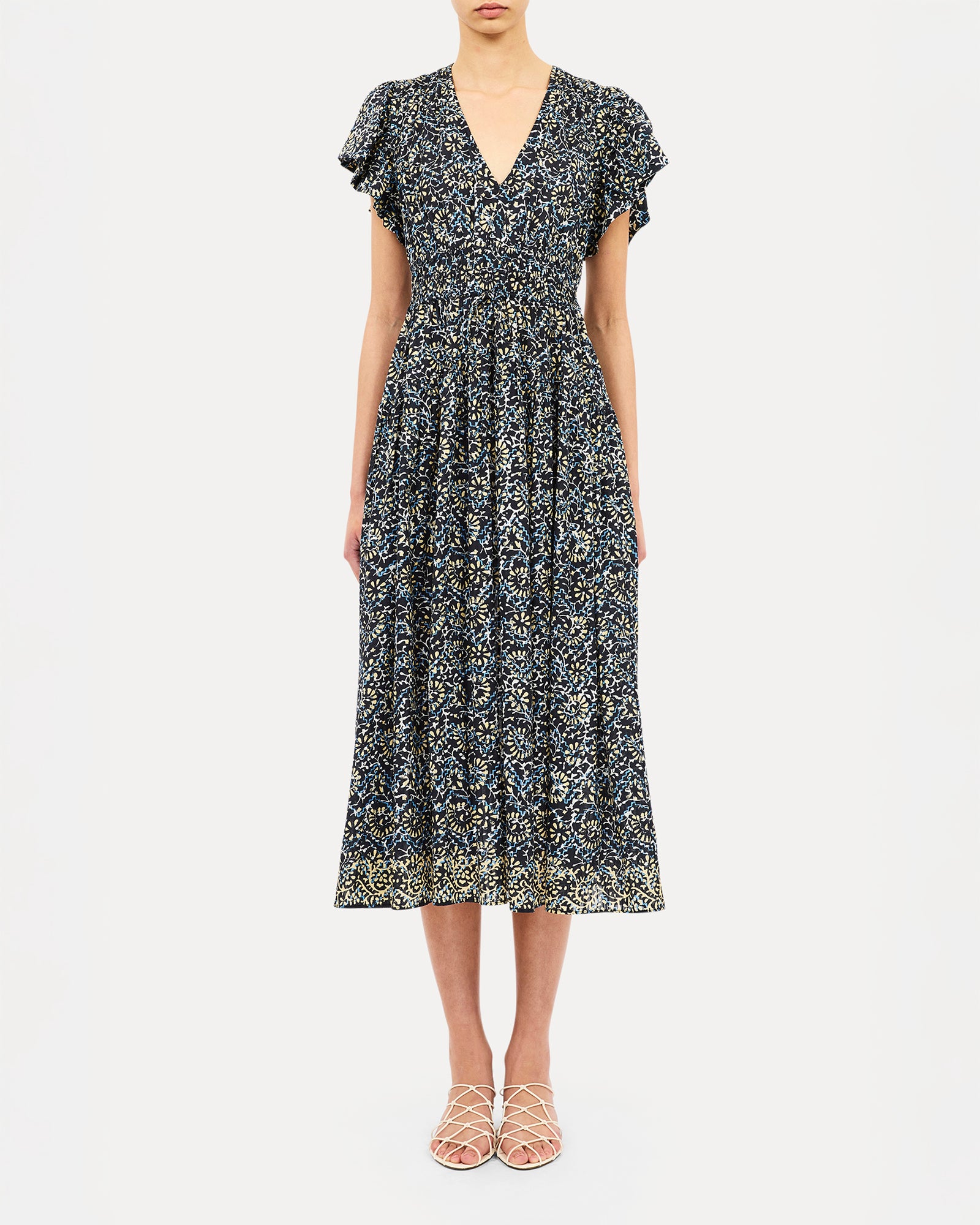Ulla Johnson Lyria Sleeveless Cotton Dress Midnight Bloom