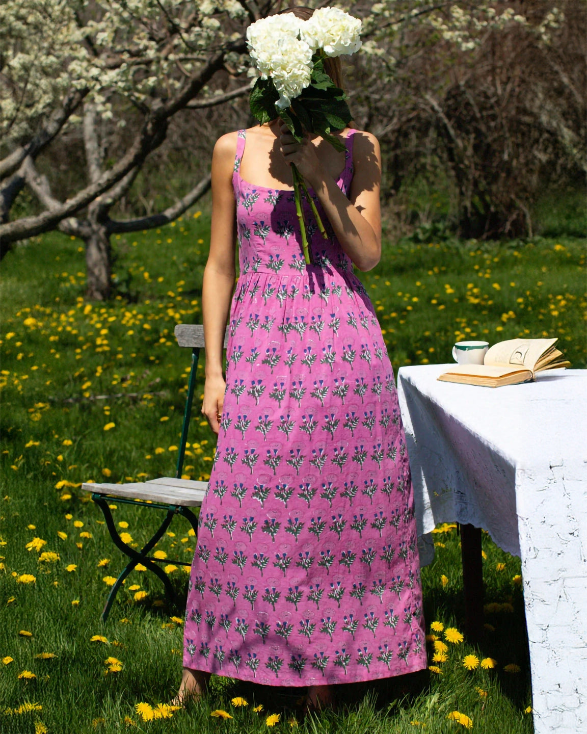 Emerson Fry Jour Maxi Dress in Big Marigolds Purple Orchid Organics