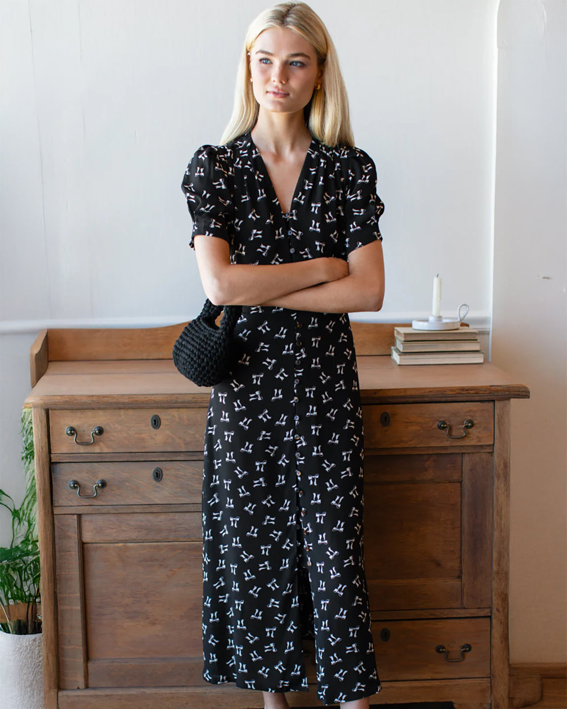 Emerson Fry Lucyia Antique Dress in Vintage Bows Tuxedo