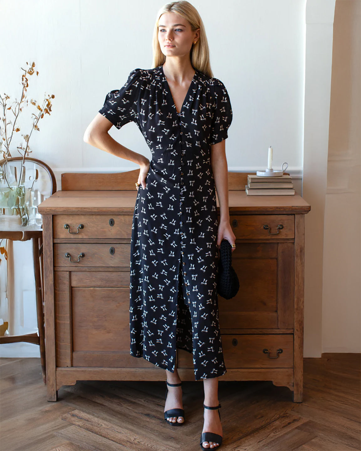 Emerson Fry Lucyia Antique Dress in Vintage Bows Tuxedo