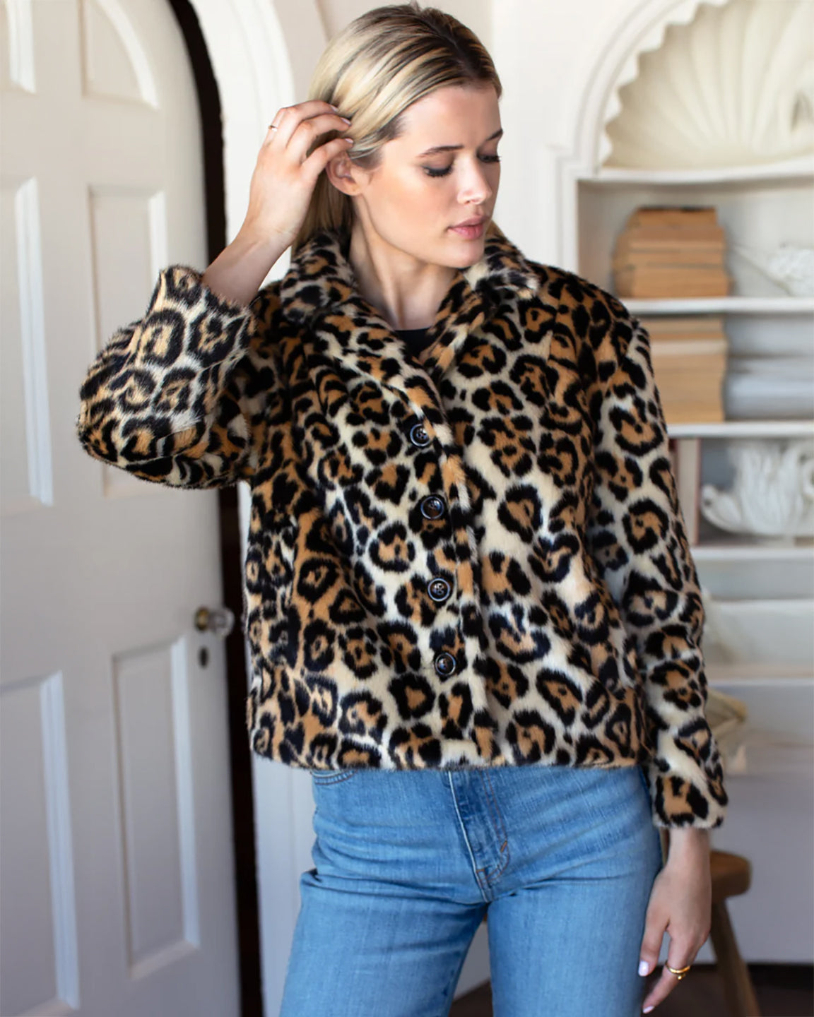 Emerson Fry Short 60's Coat in Leopard Fur