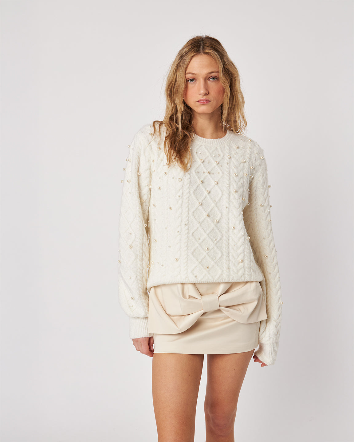 John & Jenn Pearly Lux Cable Sweater