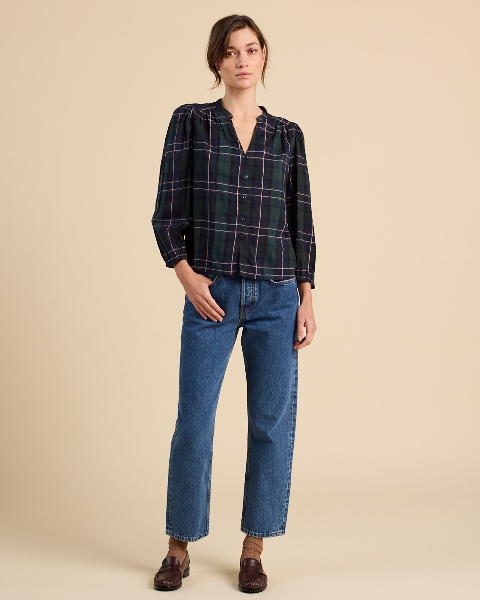 Trovata Birds Of Paradis Maisey Blouse In Windsor Plaid