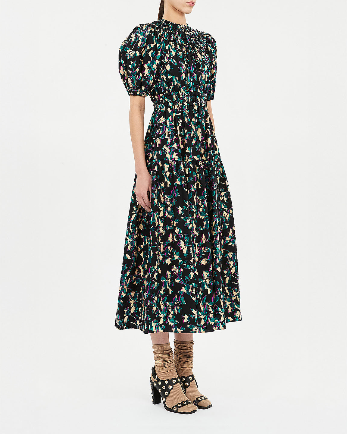 Ulla Johnson Othella Short Sleeve Midi Dress In Kaleidoscope