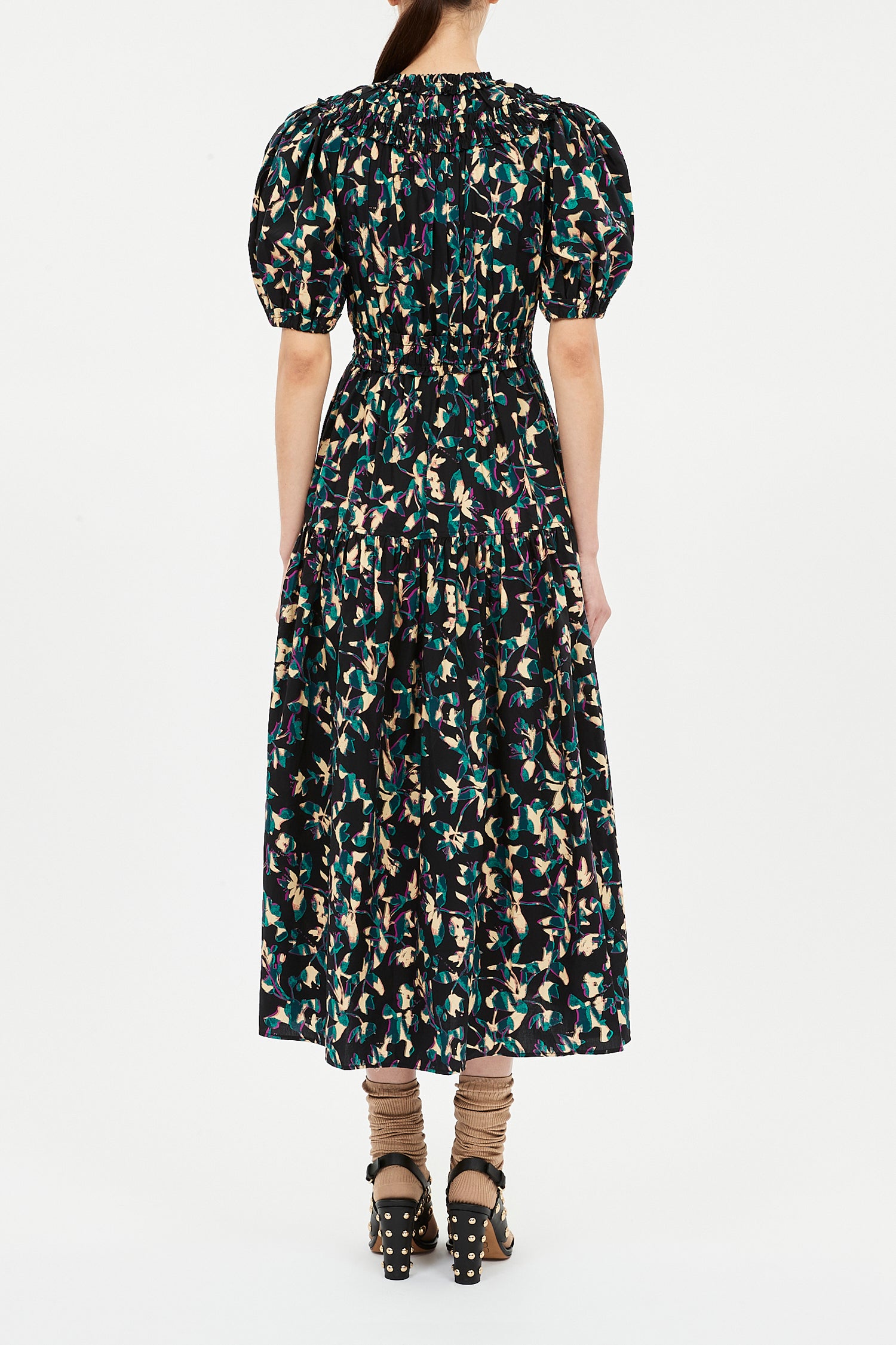 Ulla Johnson Othella Short Sleeve Midi Dress In Kaleidoscope