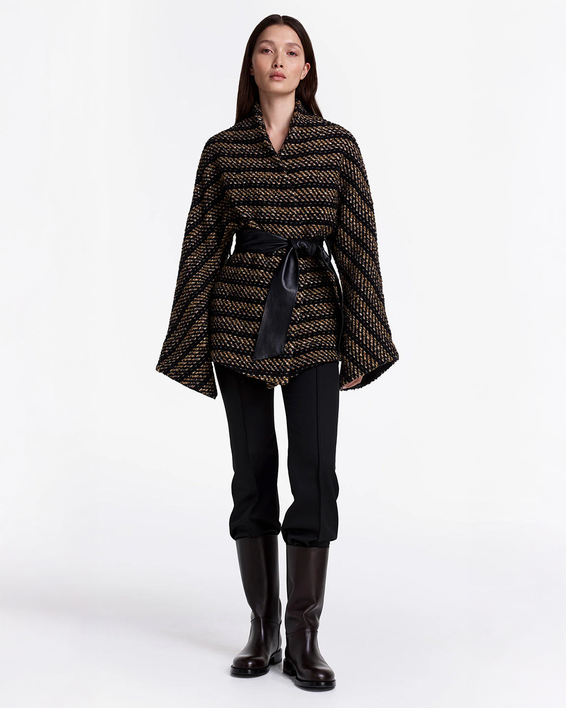Smythe Belted Wrap Jacket in Black Tan