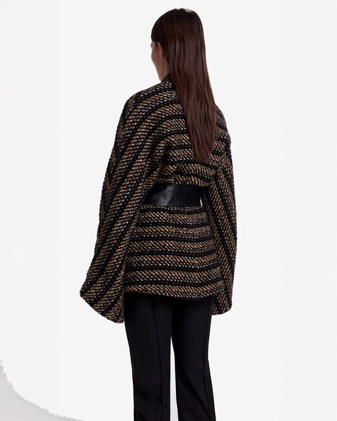 Smythe Belted Wrap Jacket in Black Tan